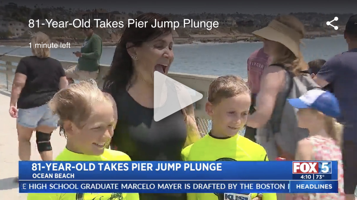 81 year old grandmother jumps from ocean beach pier for charity